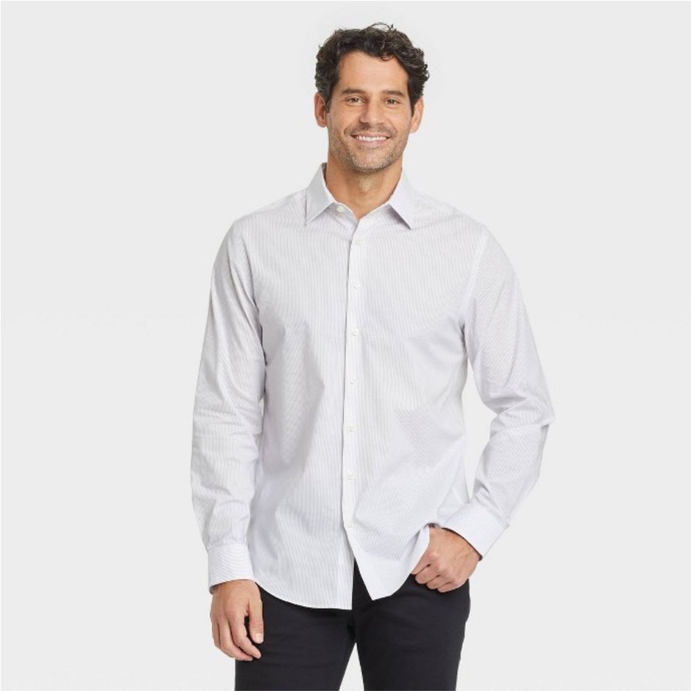 Men’s Goodfellow & Co. Striped Performance Dress Long Sleeve Button Down Shirt